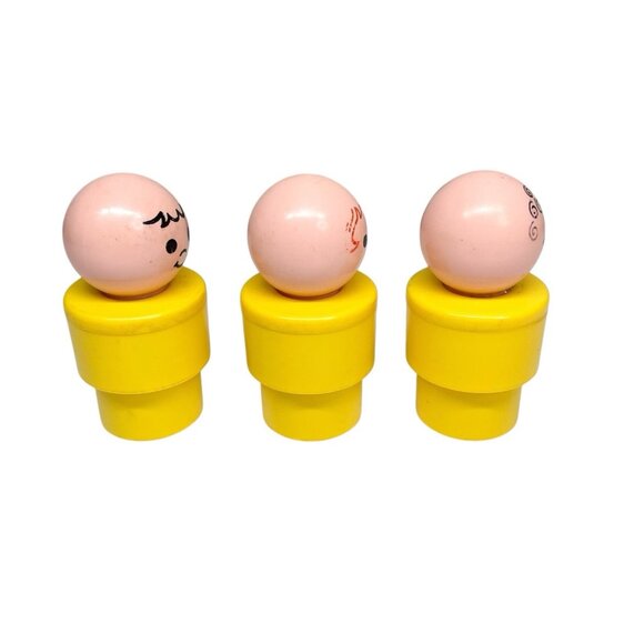 Lot Of 3 1974 Fisher Price Little People Jumbo Yellow Figures 3 1/2" - Picture 7 of 9